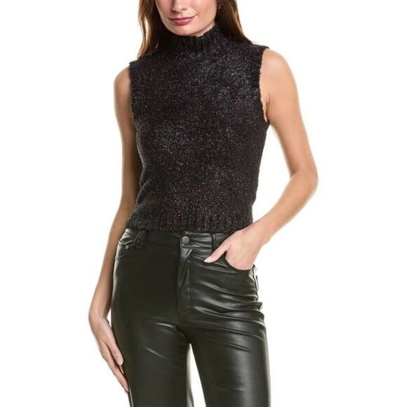 REISS Georgia Tinsel Knitted Sleeveless Vest Black Size M - Picture 1 of 12